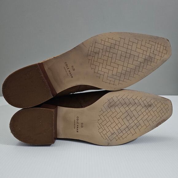 Cole Haan Naia Ankle Bootie Western Cowgirl Golden Toffee Suede Size 9.5 - Picture 13 of 16